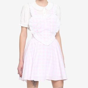 Hot Topic Pink & White Plaid Heart Skirtall Valentines Day‎